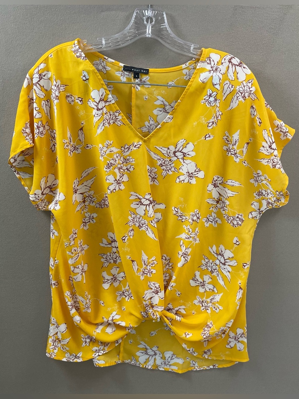 West Kei women’s yellow twist front Sleeve Blouse size large